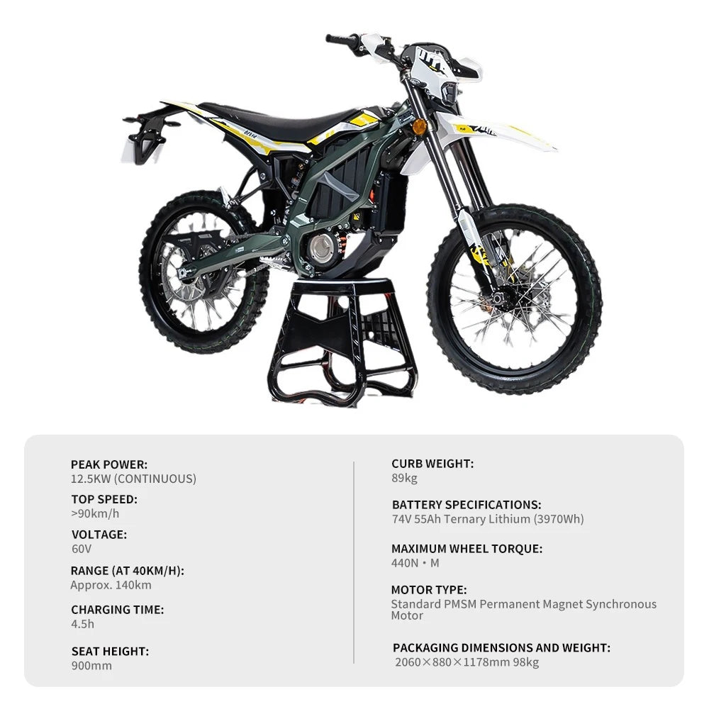 Hot Selling Styles - Ultra Bee X 24 12.5KW Electric Off-Road Vehicle 74V 55Ah >90km/h Outdoor Electric Motorcycle