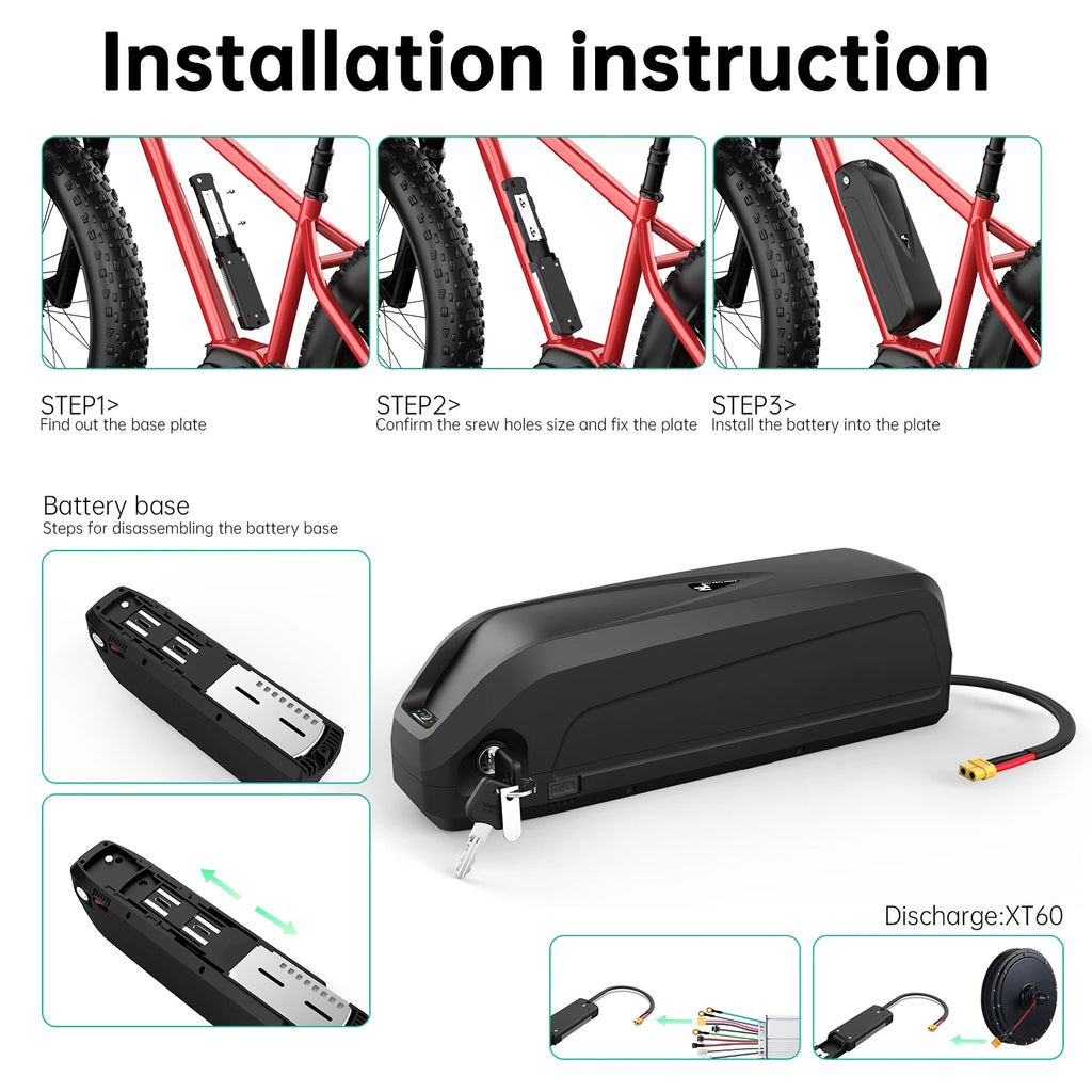Ready Stock Hailong 48V 13Ah Ebike Battery Down Tube Lithium Ion Battery 250W 500W 1000W for Electric Bike Mountain Bike