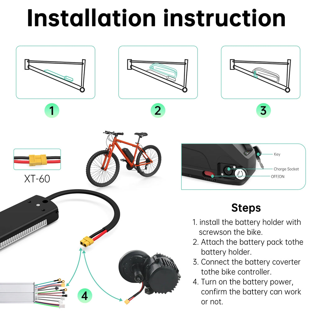 Ready Stock Hailong 48V 13Ah Ebike Battery Down Tube Lithium Ion Battery 250W 500W 1000W for Electric Bike Mountain Bike