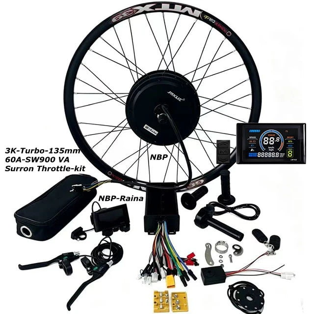 UK Stock MTX 27.5"/29" 72V3000w MXUS 3k-turbo 135mm 1S surron 60A XT90 Sine Wave Electric Bike Hub Motor SW900 VA Conversion Kit