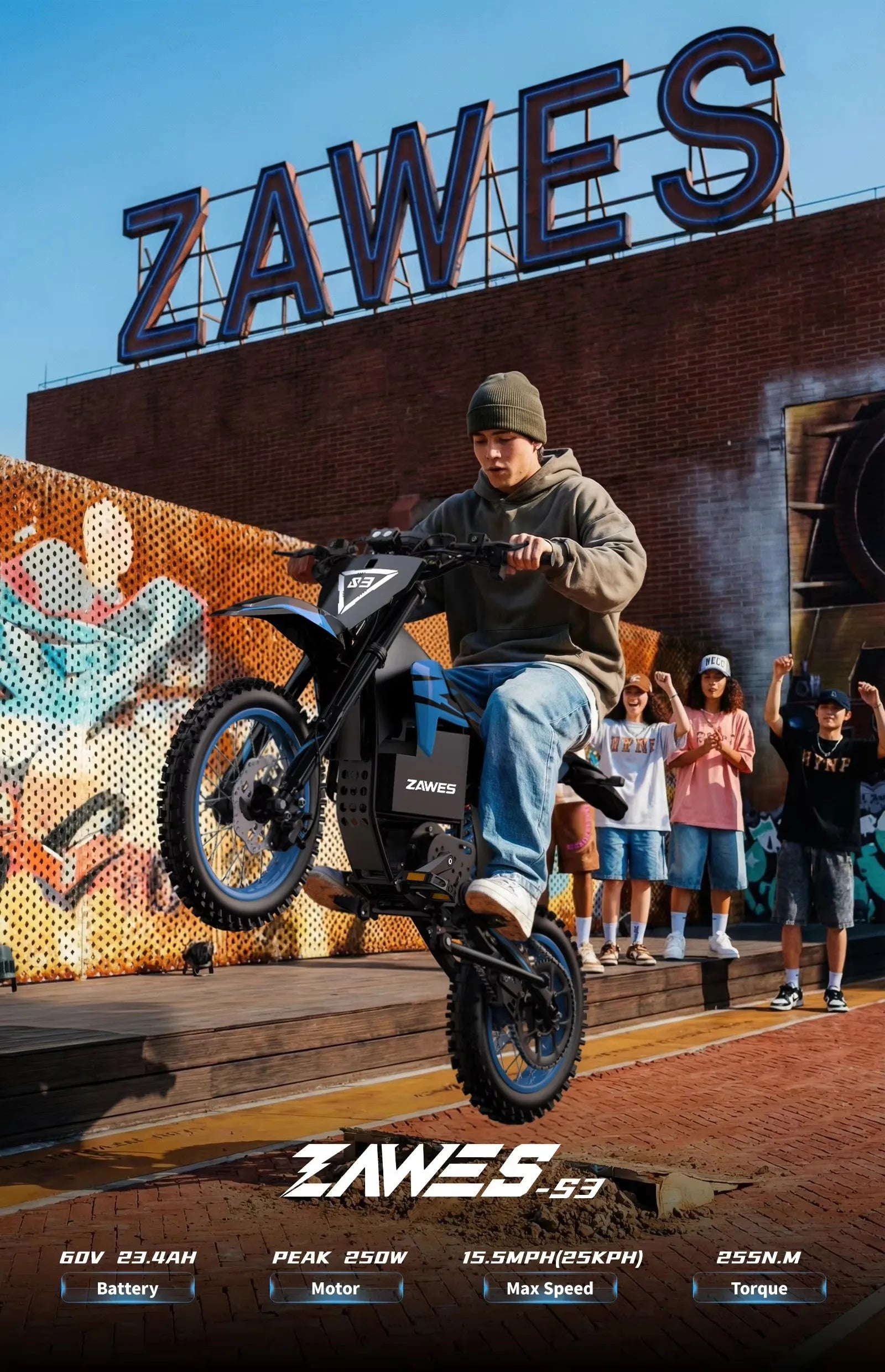 US Free Shipping ZAWES Cheap 60V 23.4Ah Full Suspension Fat Tire Kids Electric E Dirt Bike Bicycle Mountain Ebike E-bike