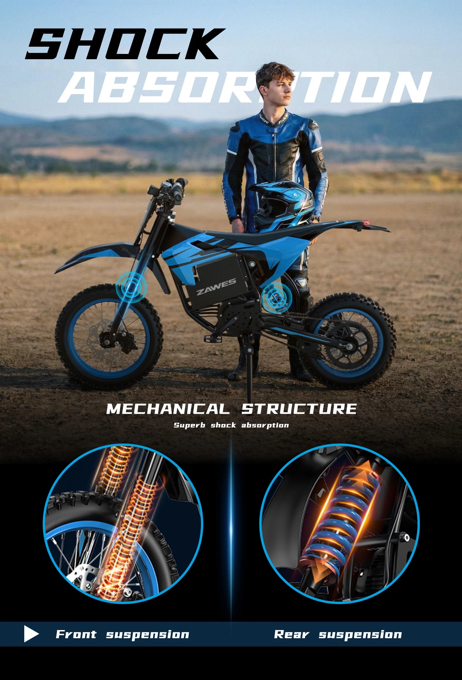 US Free Shipping ZAWES Cheap 60V 23.4Ah Full Suspension Fat Tire Kids Electric E Dirt Bike Bicycle Mountain Ebike E-bike